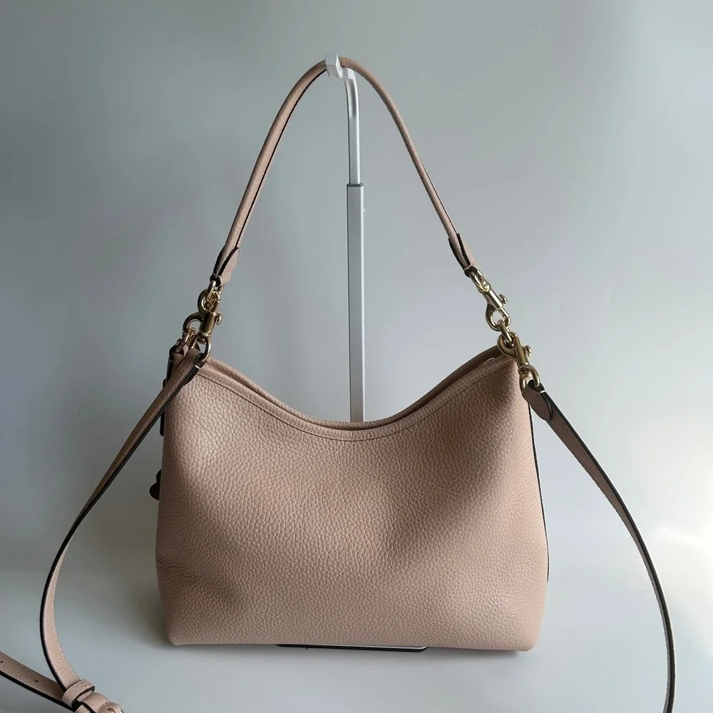 Coach Laurel Shoulder Bag Cream Tan Pebbled Leather Bag CBH81